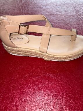 Alfani Nude T-Strap Espadrille Platform Sandals